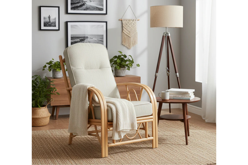 Bali light oak can chair