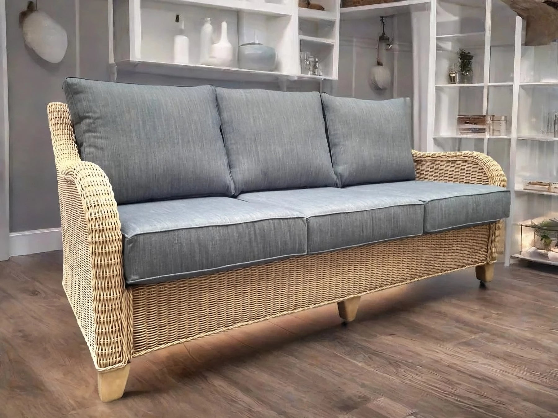 Cane sofa cheap 3 seater