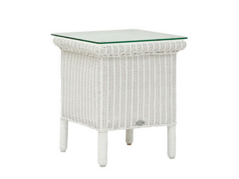 White wicker outlet side table